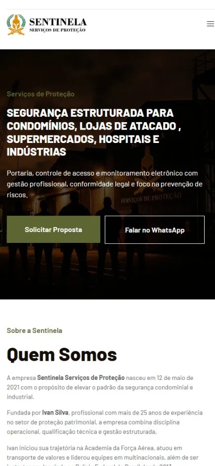 Sentinela Serviços de Proteção, versão mobile