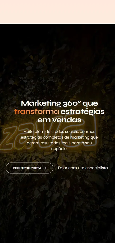 Agência Zava, versão mobile